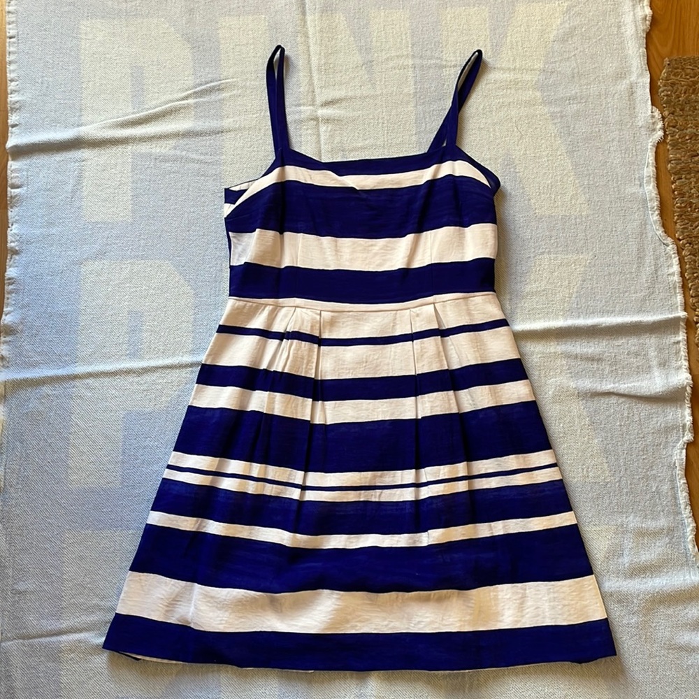 LOFT Blue and White Striped Dress